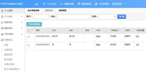 PHP办公用品管理系统,PHPOA协同OA系统协助办公用品管理